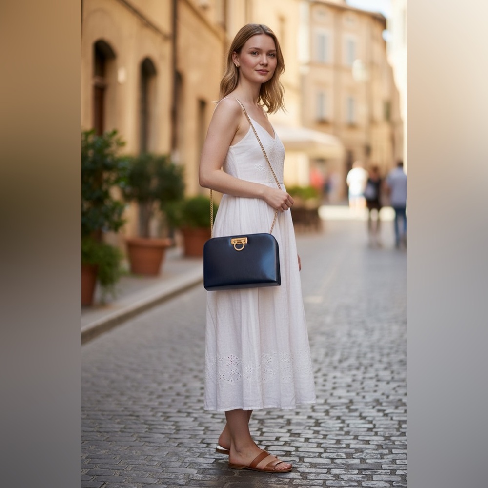 Salvatore Ferragamo black Crossbody Bag with Gold Accents